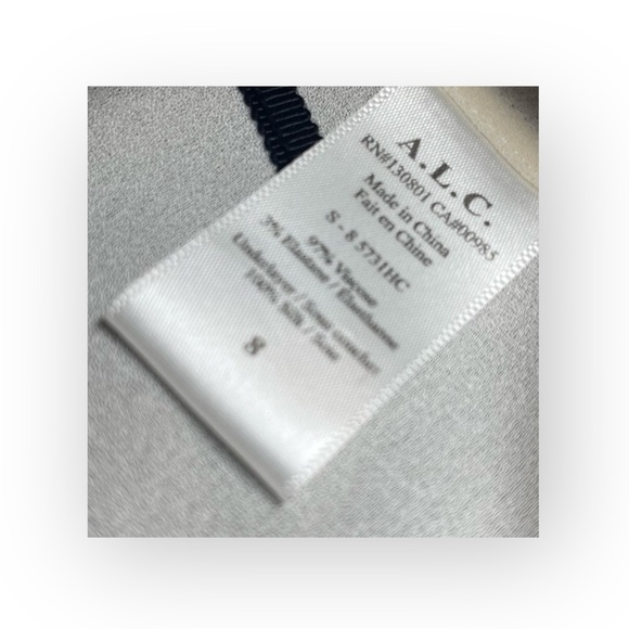 new A.L.C. ALC 𖦹 Cutaway Hem Contrast V Neck Silk Tank Top 𖦹 Black White 𖦹 8 - Picture 11 of 17